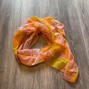 Vintage Elegant Floral Pink and Yellow Scarf